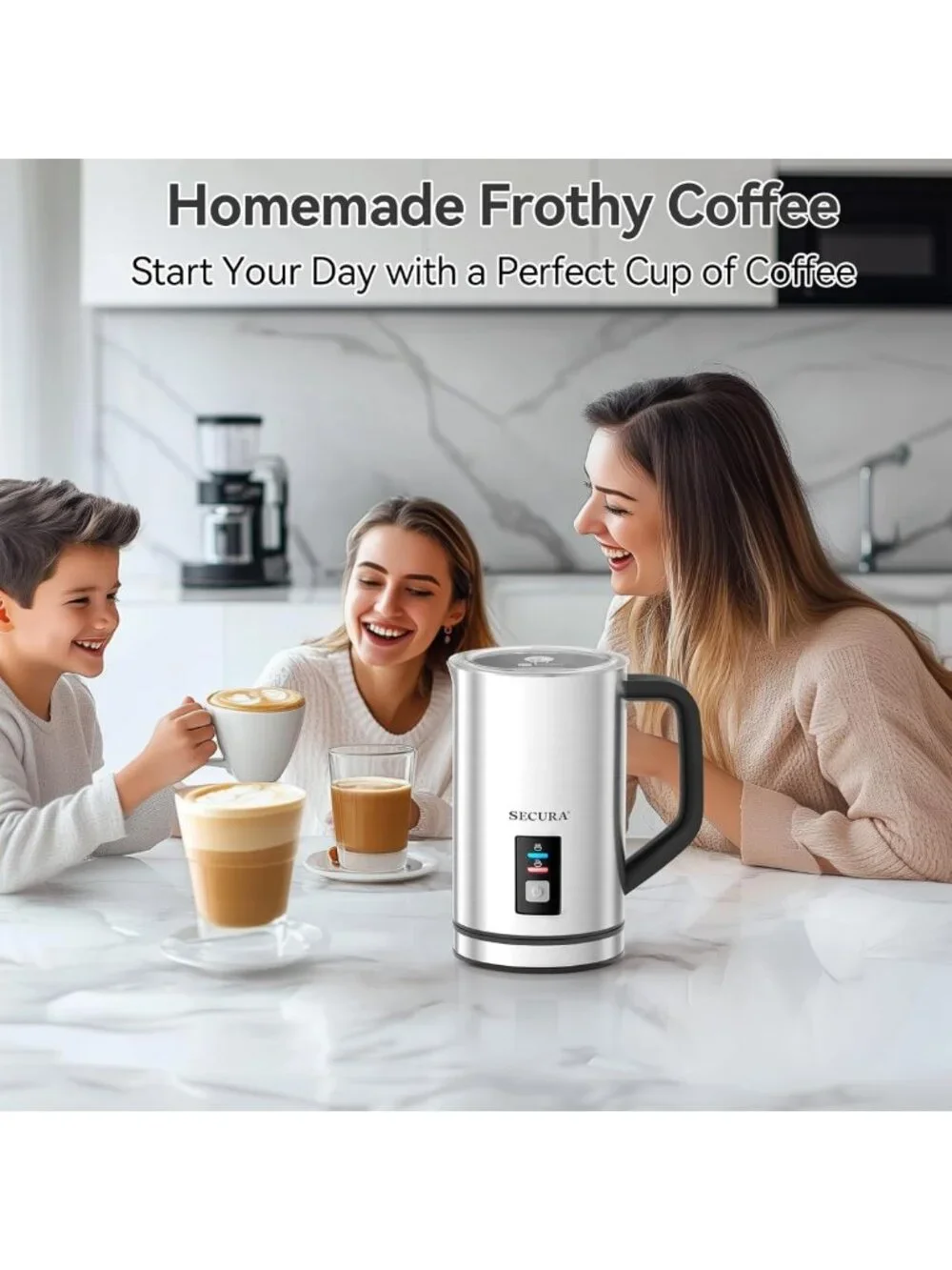 Electric Milk Frother & Steamer - Automatic Hot & Cold Foam Maker, Easy Clean